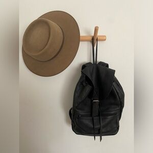 Black leather backpack